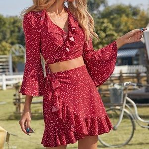 SHEIN Red Polka Dot 2-Piece Set